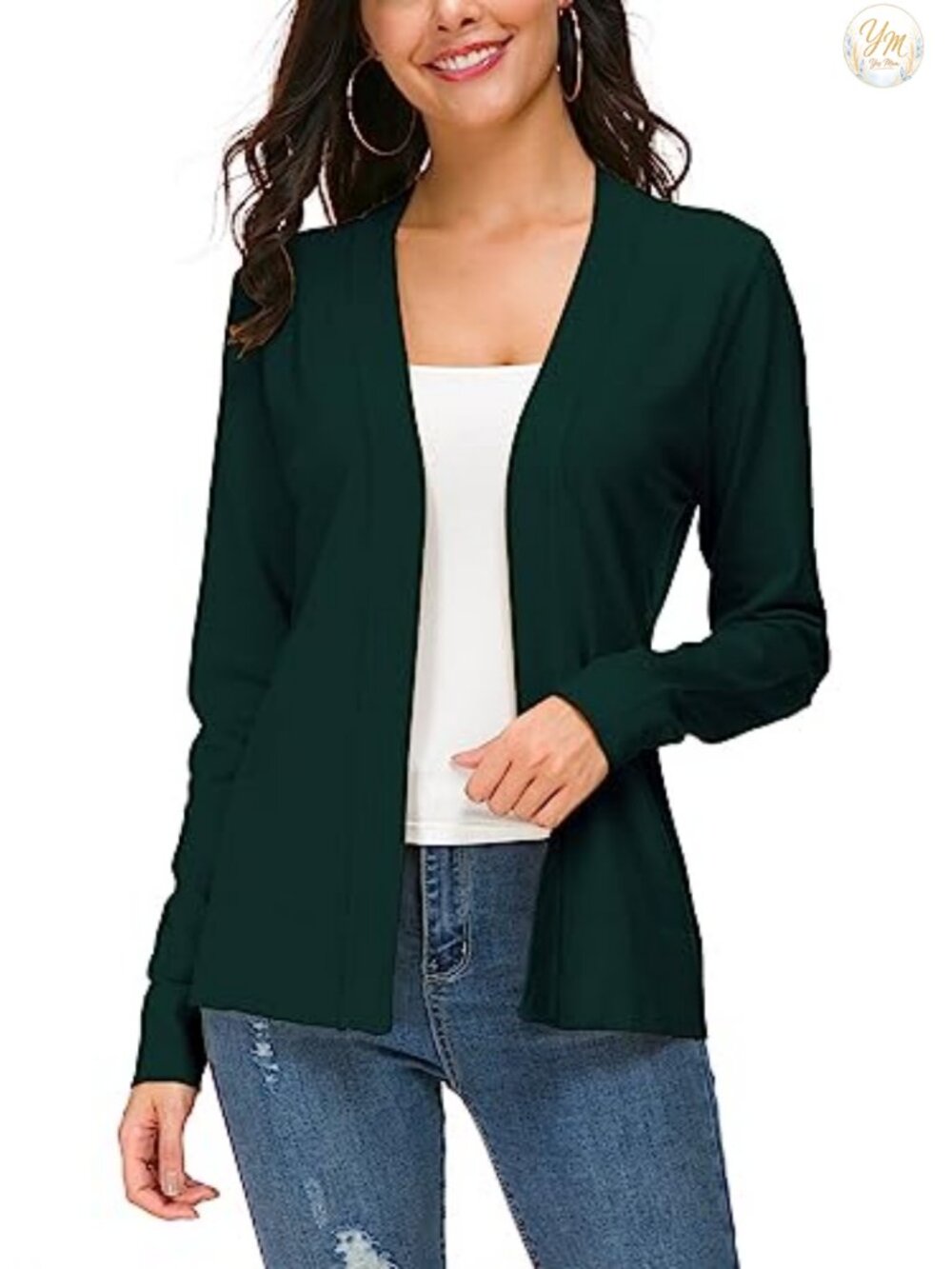 Open Front Knit Cardigan Sweater Long Sleeve Lightweight